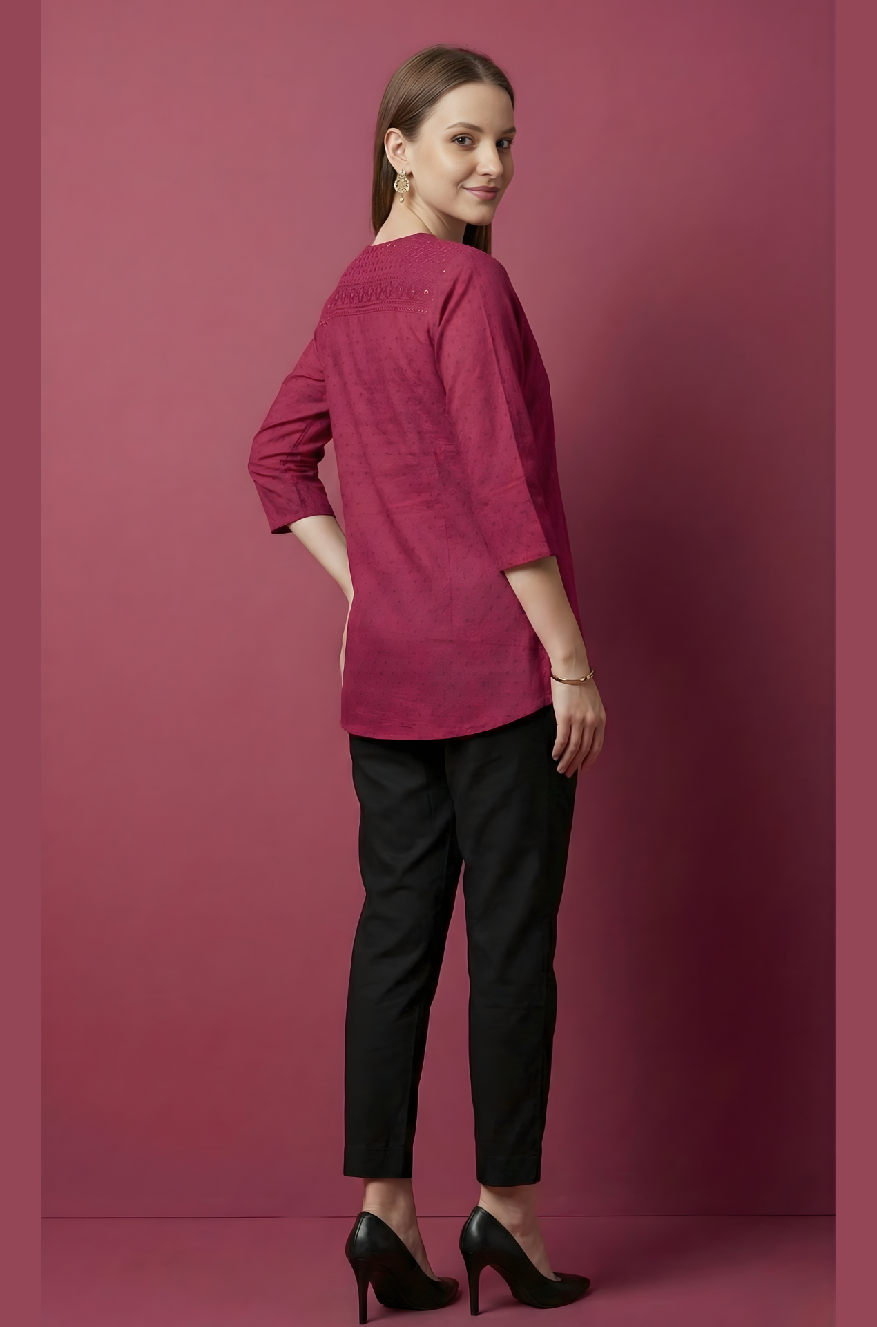 Saanvi Maroon Jaipuri Cotton Top – Women Wear Wholesale