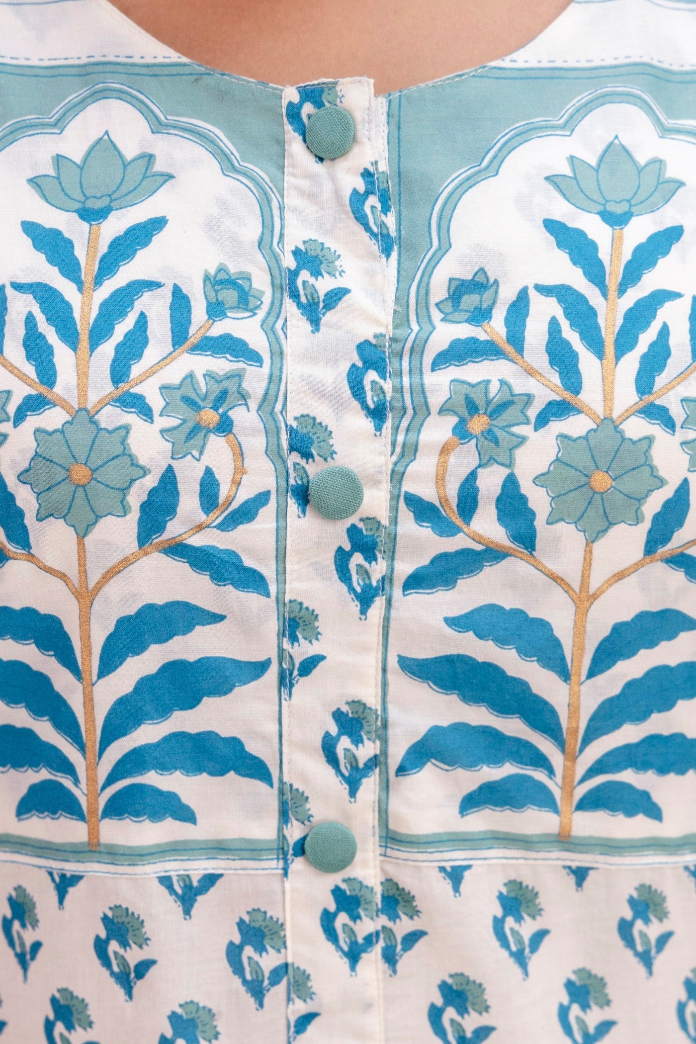 Blue Handblock Pure Cotton Kurta Set | Wholesale Women Wear Manufacturer