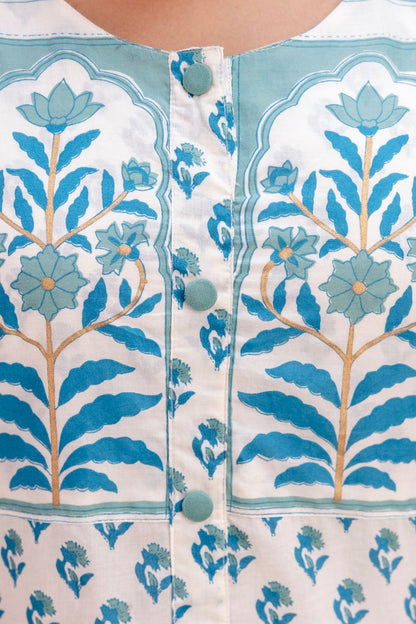 Blue Handblock Pure Cotton Kurta Set | Wholesale Women Wear Manufacturer