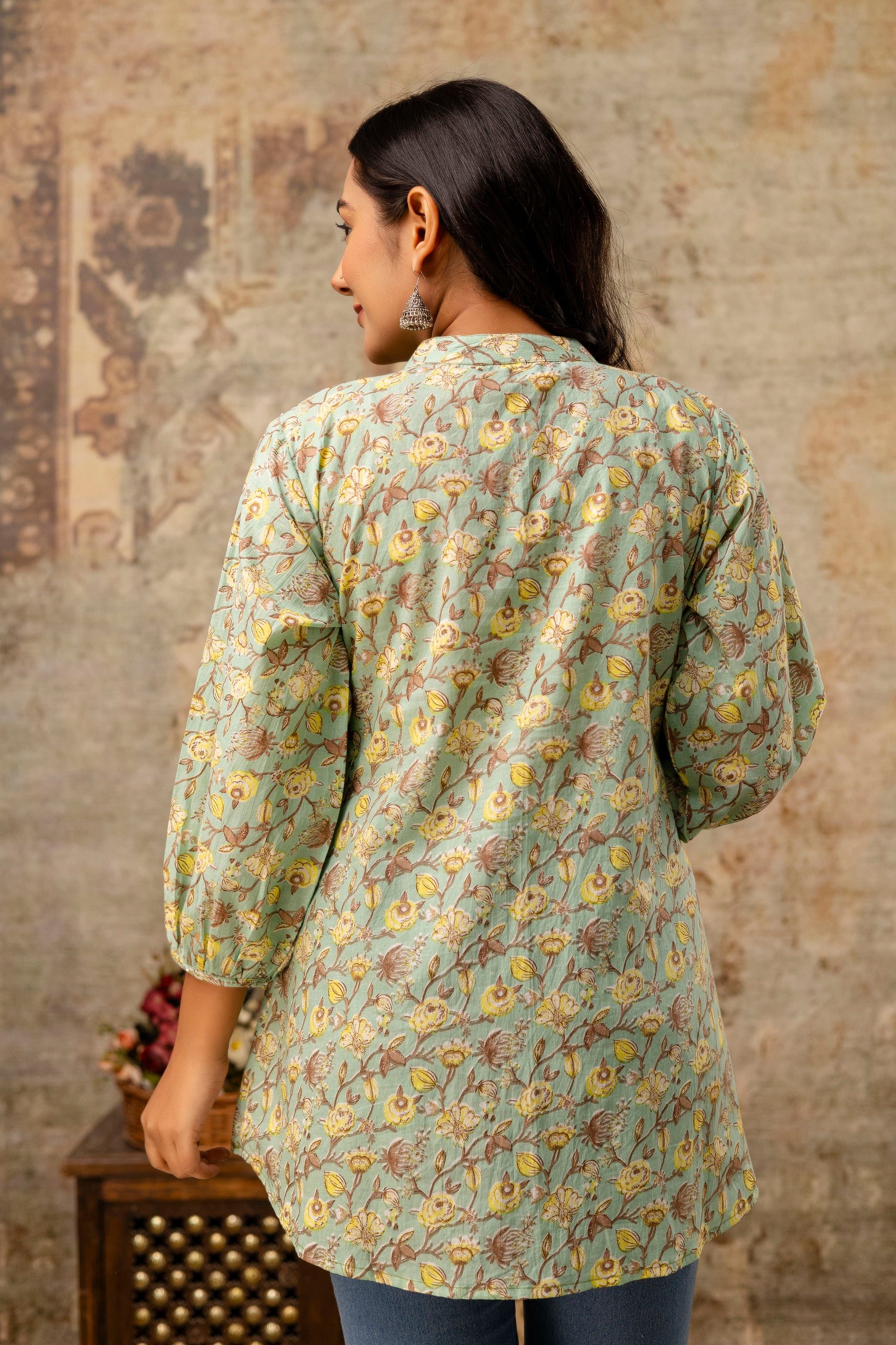 Floral cotton Jaipuri top for women manufacturer