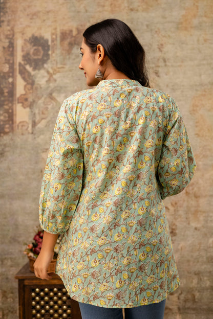 Floral cotton Jaipuri top for women manufacturer