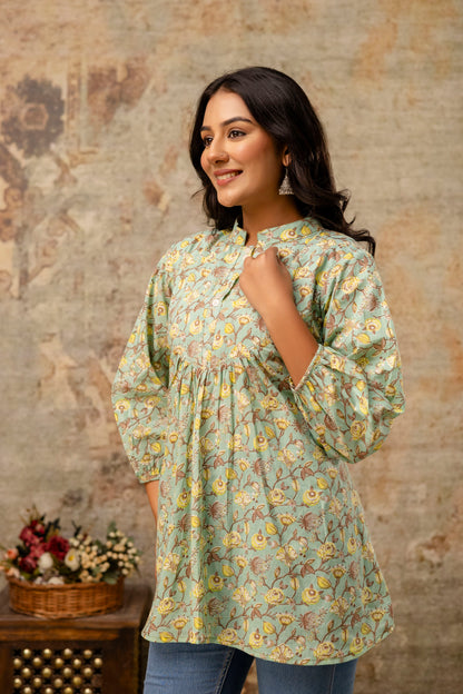 Mint green cotton Jaipuri top bulk supply