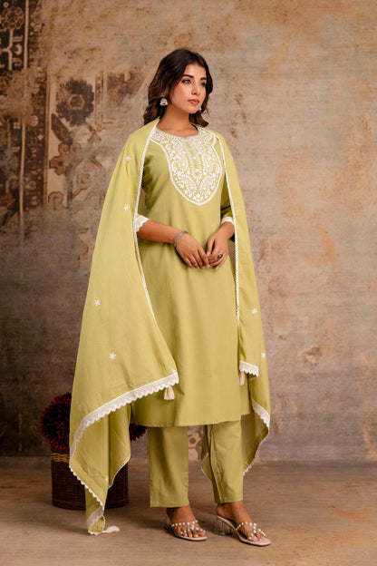 Women pure cotton dupatta set bulk supply