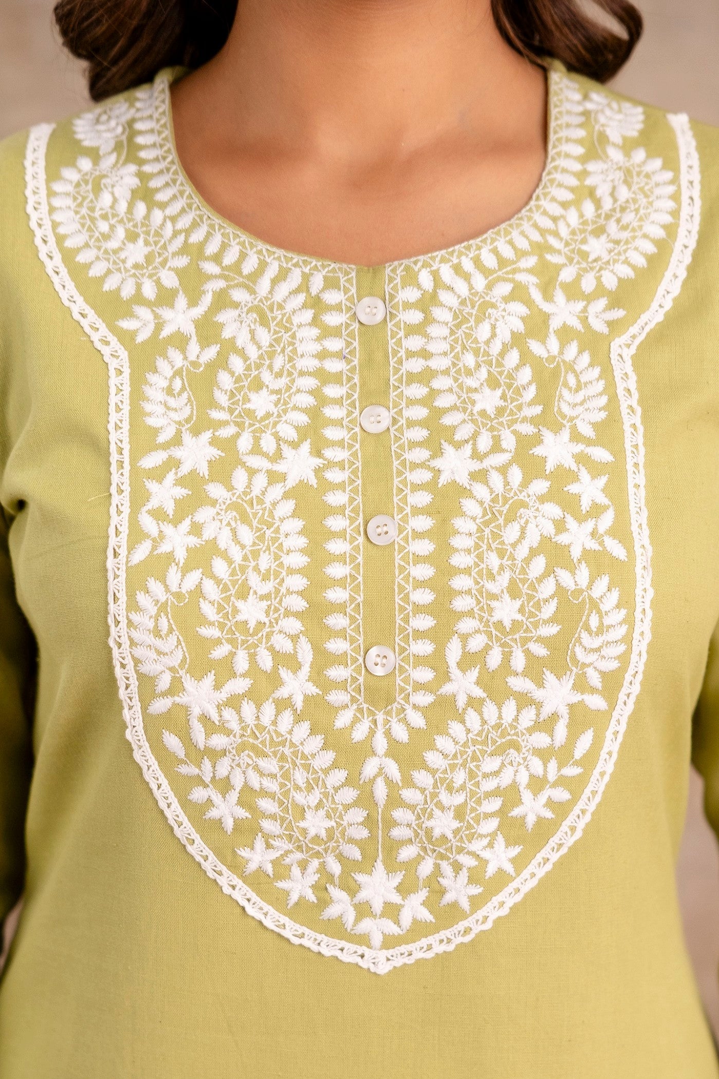 Ladies olive cotton dupatta set daily wear