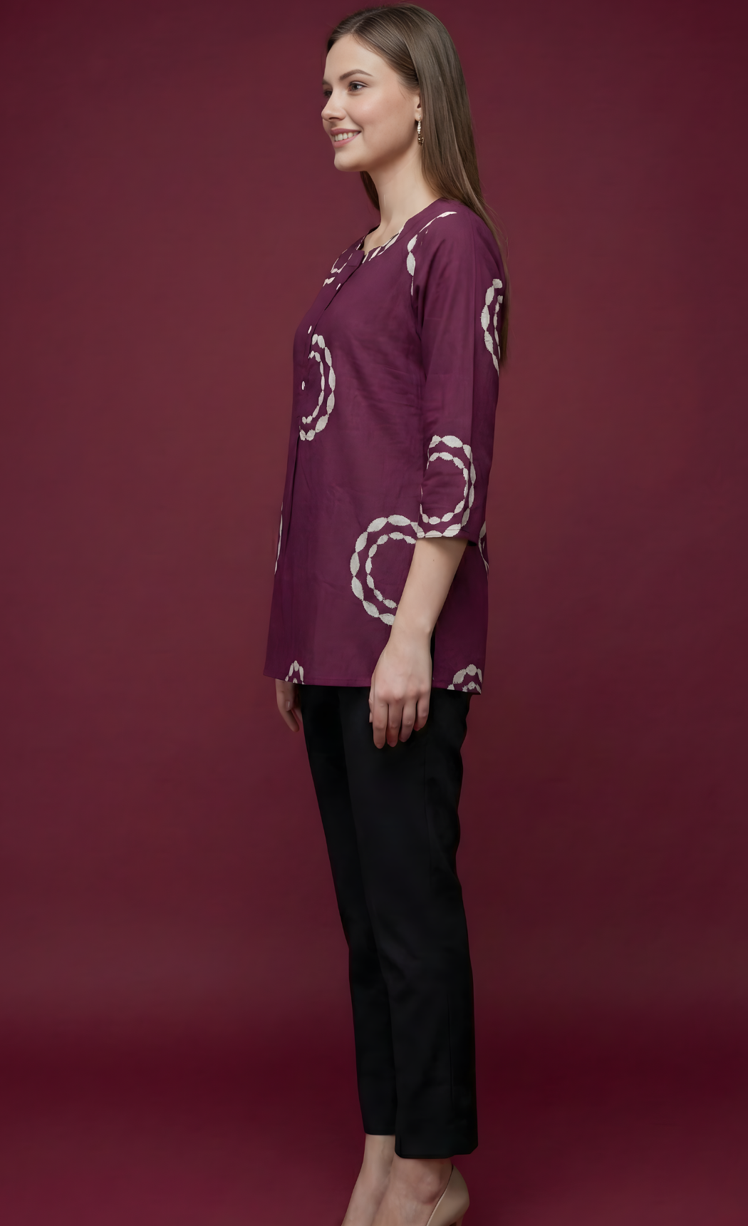 Vanya Wine Circle Jaipuri Cotton Top – Women Wear Wholesale