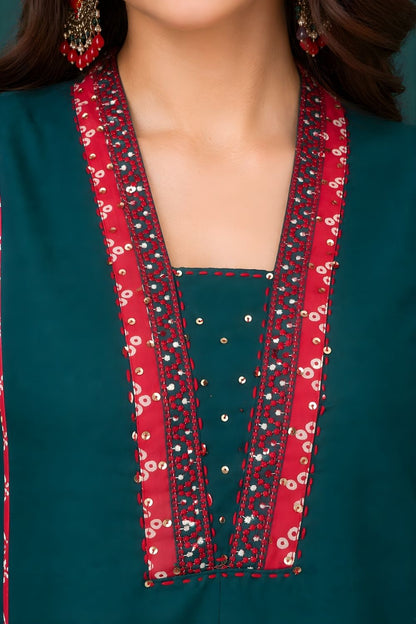 Green Cotton Dupatta Set Wholesale Women Wear Manufacturer