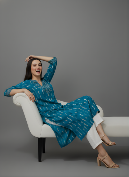 Neelufer Creation premium cotton fabric kurti detail