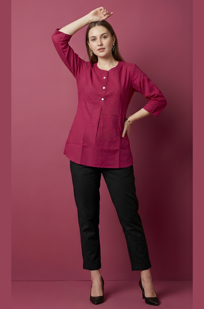 Saanvi Maroon Jaipuri Cotton Top – Women Wear Wholesale