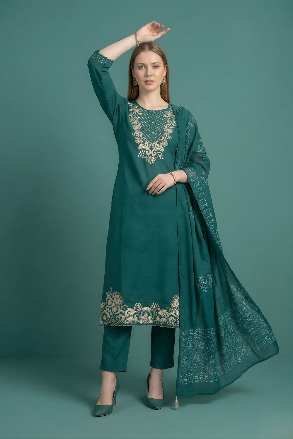 women wear wholesale manufacturer India eco friendly cotton kurti teal