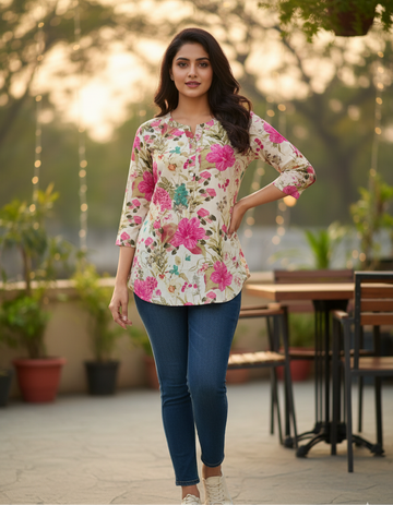 Women’s Cotton Jaipuri Floral Print Top – Wholesale Manufacturer Supply