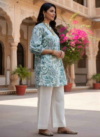 Women mint cotton ethnic top manufacturer
