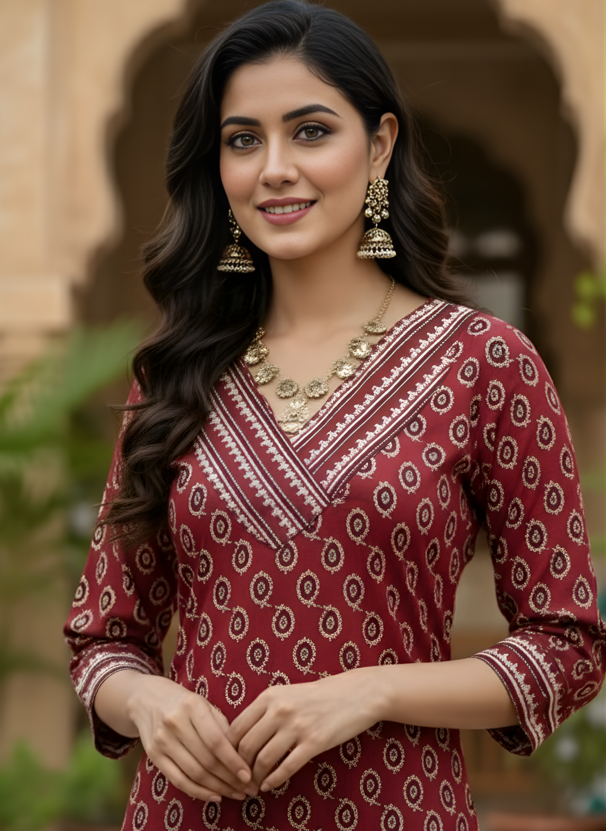 Women’s Daily Wear Maroon Kurti by Aaronee