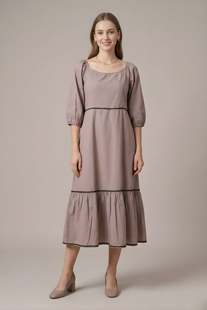 women wear wholesale manufacturer India beige cotton midi dress