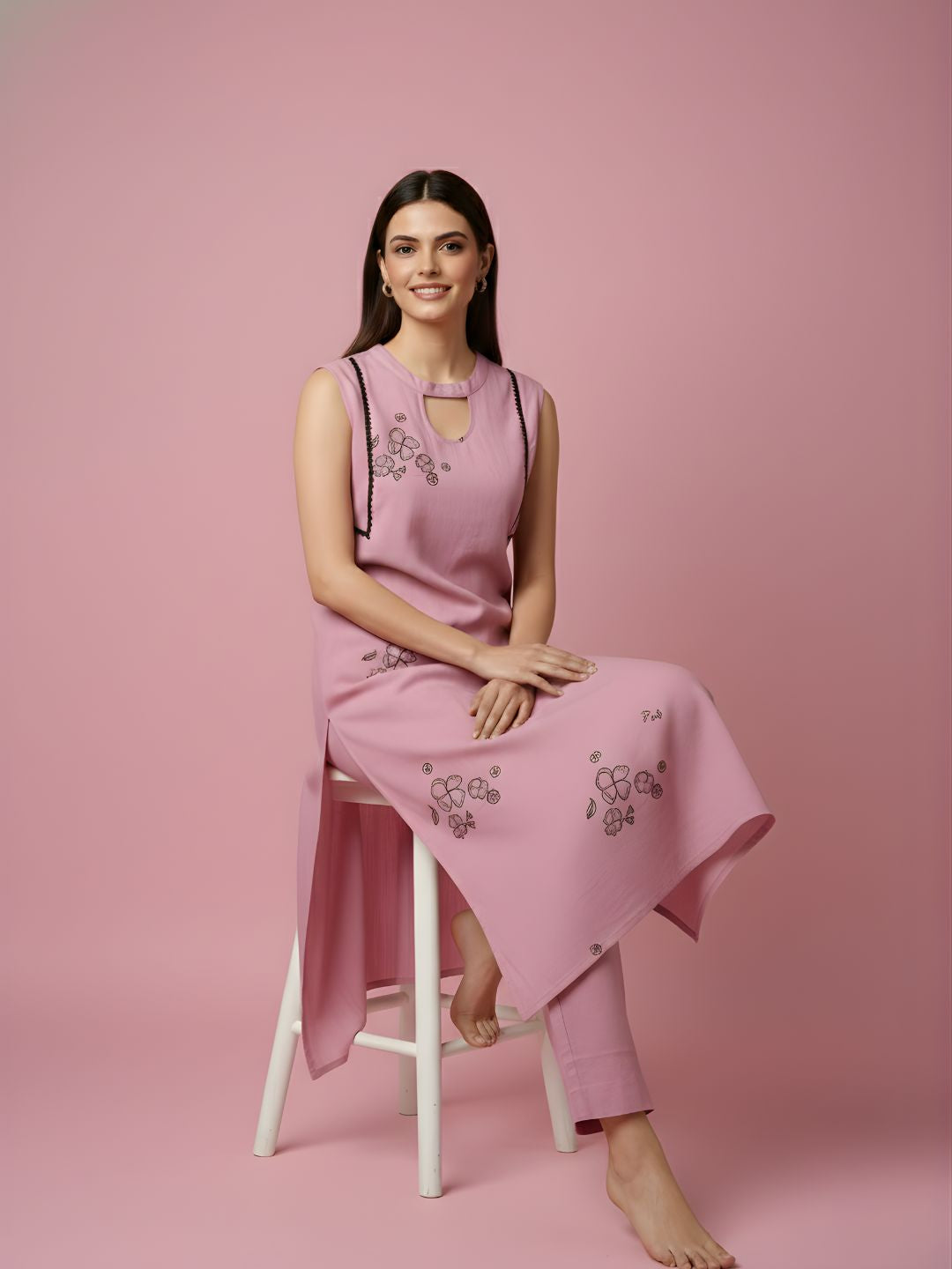 Cotton Dobby Kurta Set with Lining – Women Wear Wholesale Manufacturer India | Neelufer Creation