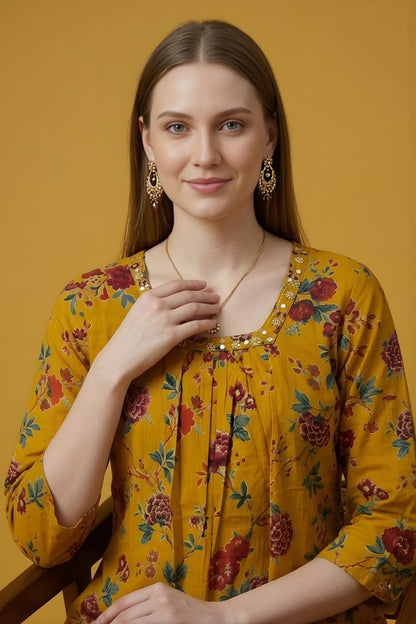 Mustard Cotton Dupatta Set Wholesale Manufacturer India