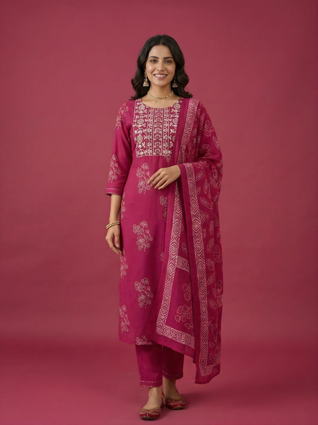 Rani Pure Cotton Dupatta Set Wholesale