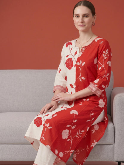 Wholesale orange Printed Cotton Kurta Set Manufacturer for Women