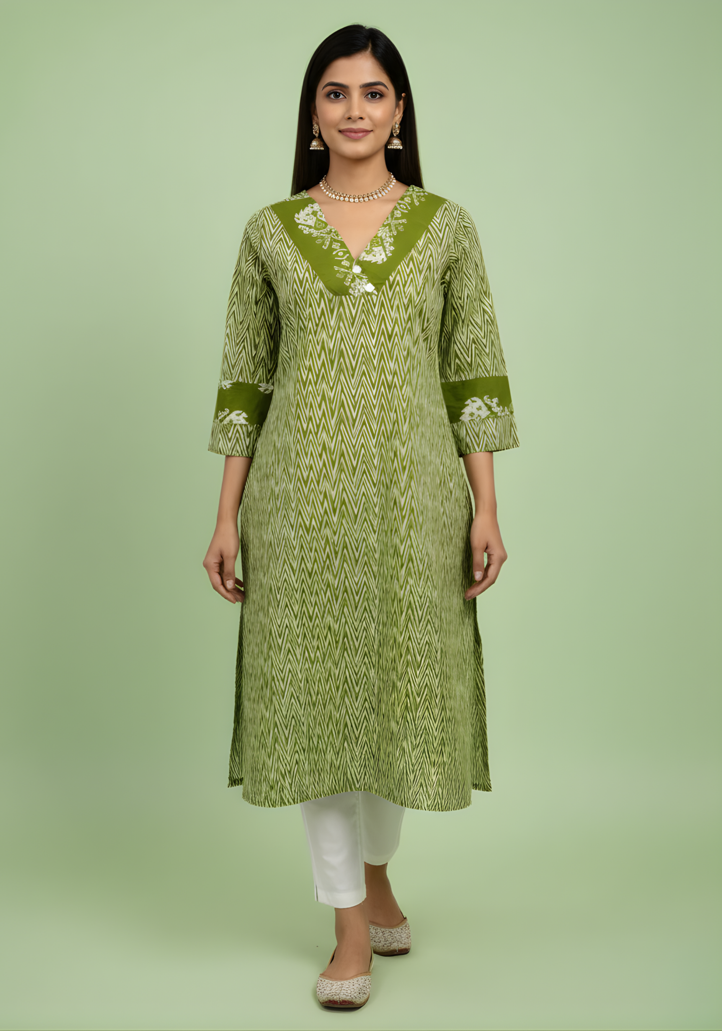 Green ethnic kurti for women wholesale