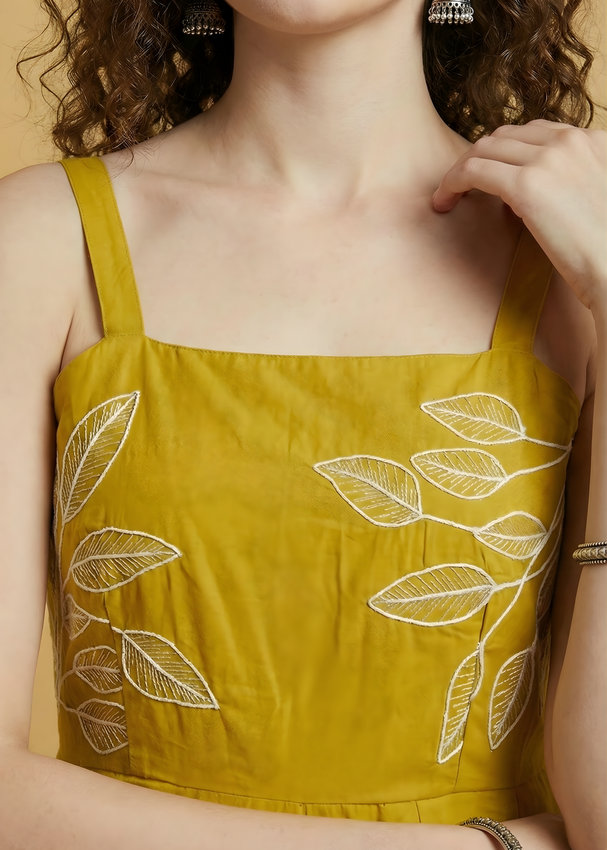 Women’s mustard cotton cambric midi