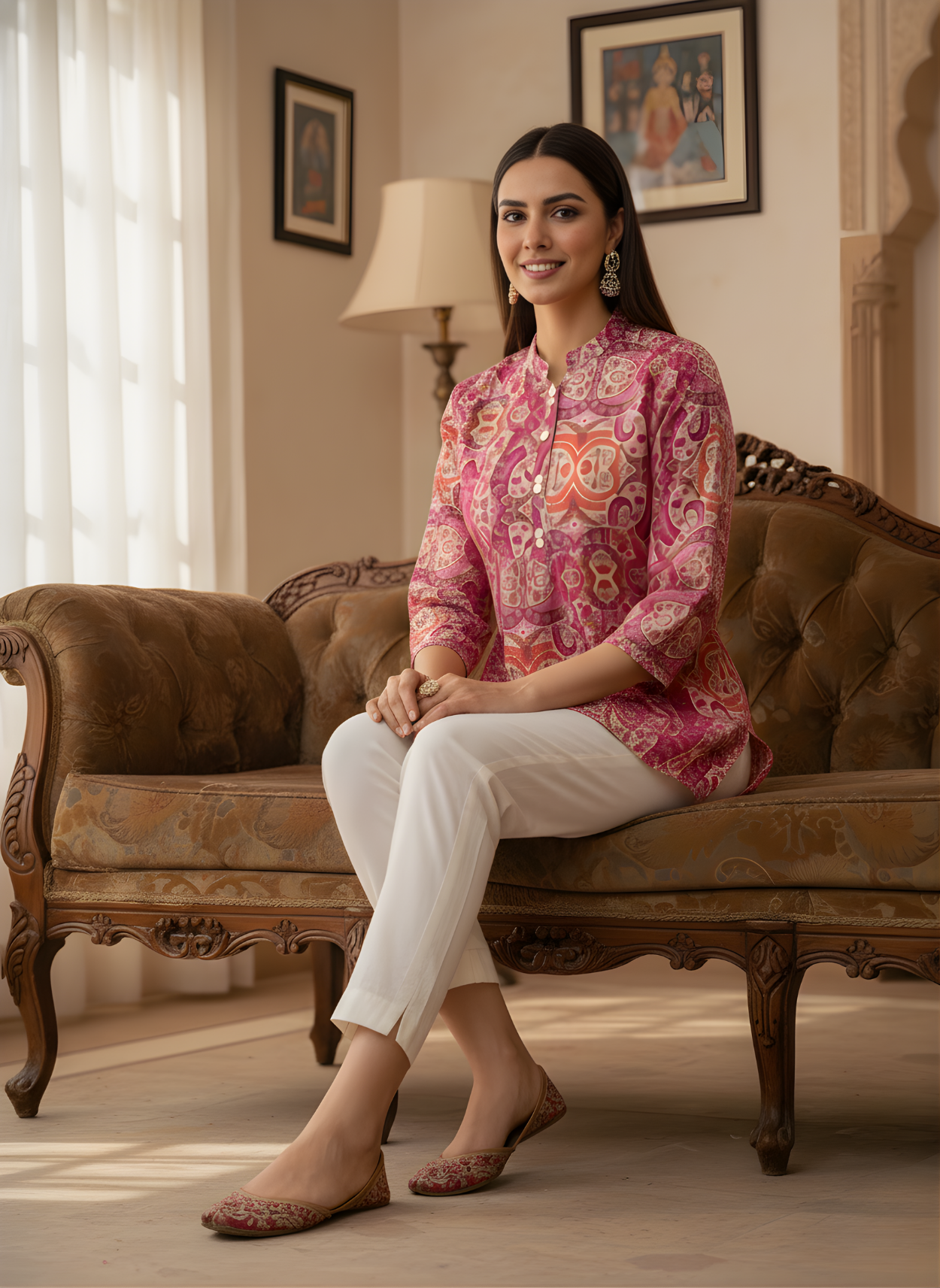 Gulnaar Pink Jaipuri Cotton Top – Women’s Ethnic Wear Wholesale