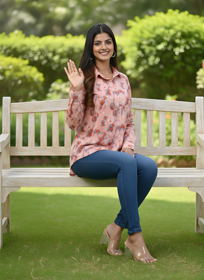 Neelufer Creation pure mul cotton printed shirt for women