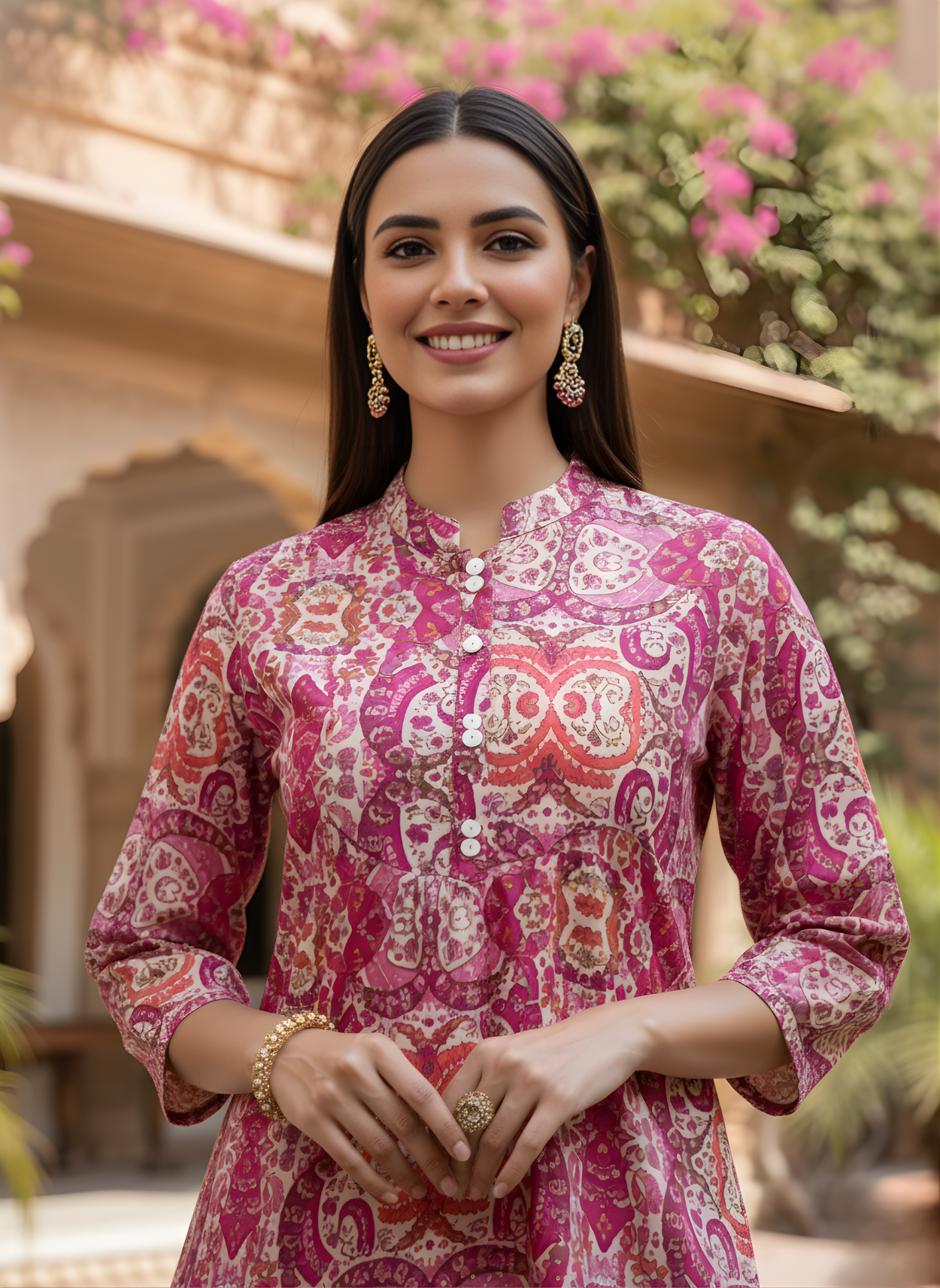 Gulnaar Pink Jaipuri Cotton Top – Women’s Ethnic Wear Wholesale