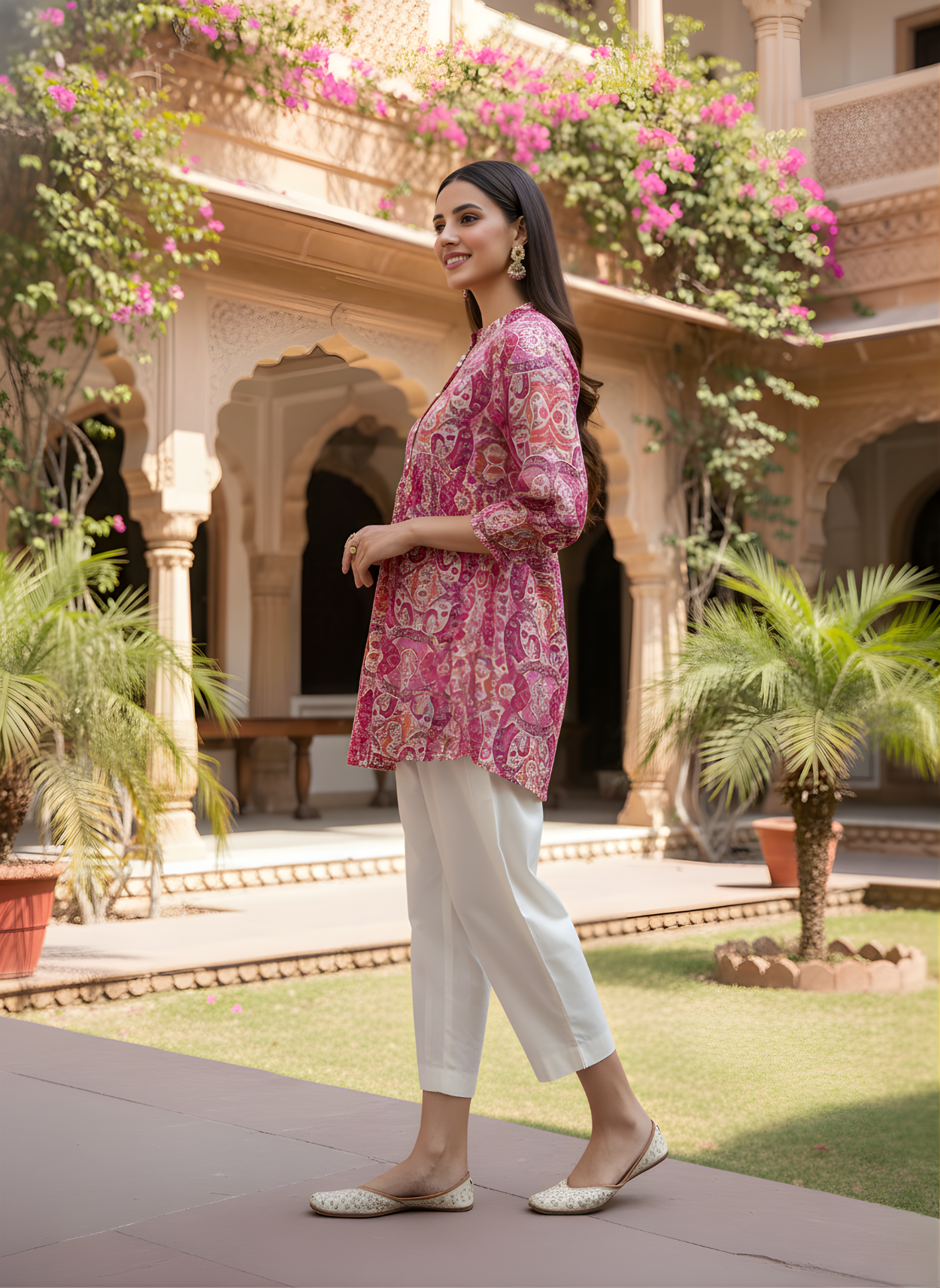 Gulnaar Pink Jaipuri Cotton Top – Women’s Ethnic Wear Wholesale