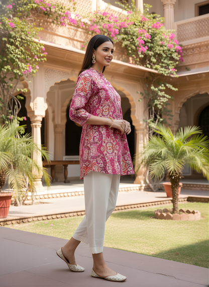 Gulnaar Pink Jaipuri Cotton Top – Women’s Ethnic Wear Wholesale