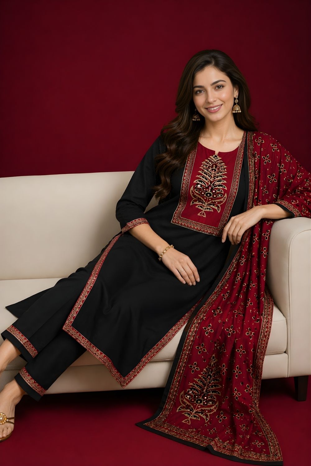 cotton kurti wholesale manufacturer India black kurta set with dupatta