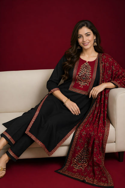 cotton kurti wholesale manufacturer India black kurta set with dupatta