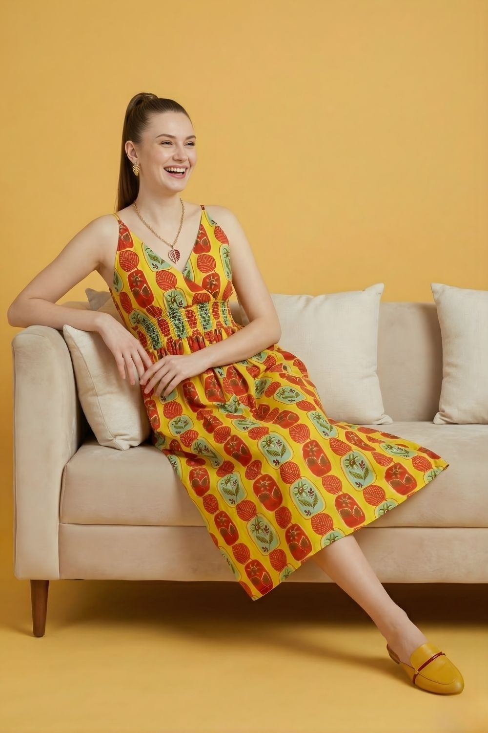 kurti manufacturer Jaipur yellow cotton ethnic wear wholesale India