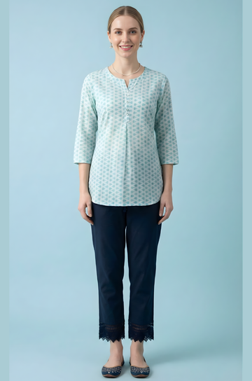 Neelufer Creation sky blue cotton top