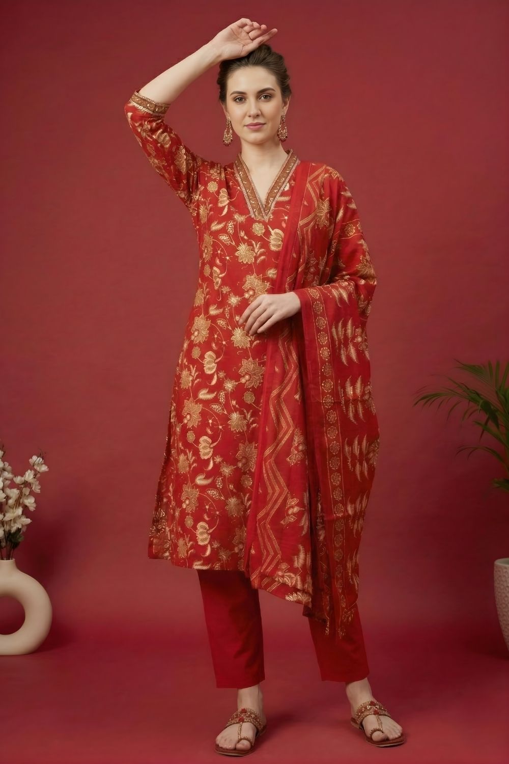 women wear wholesale manufacturer India eco friendly cotton kurti red