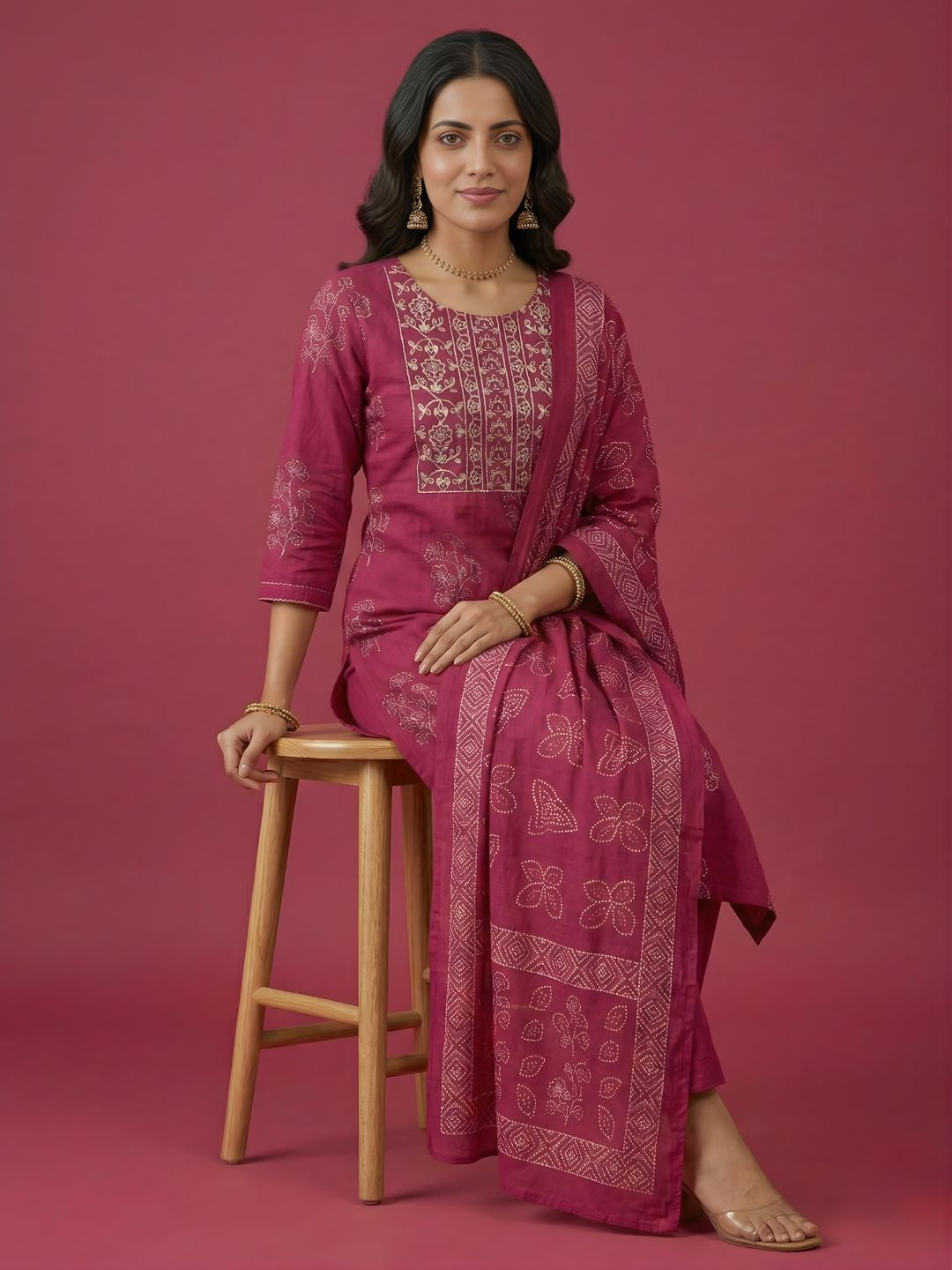 Rani Pure Cotton Dupatta Set Wholesale