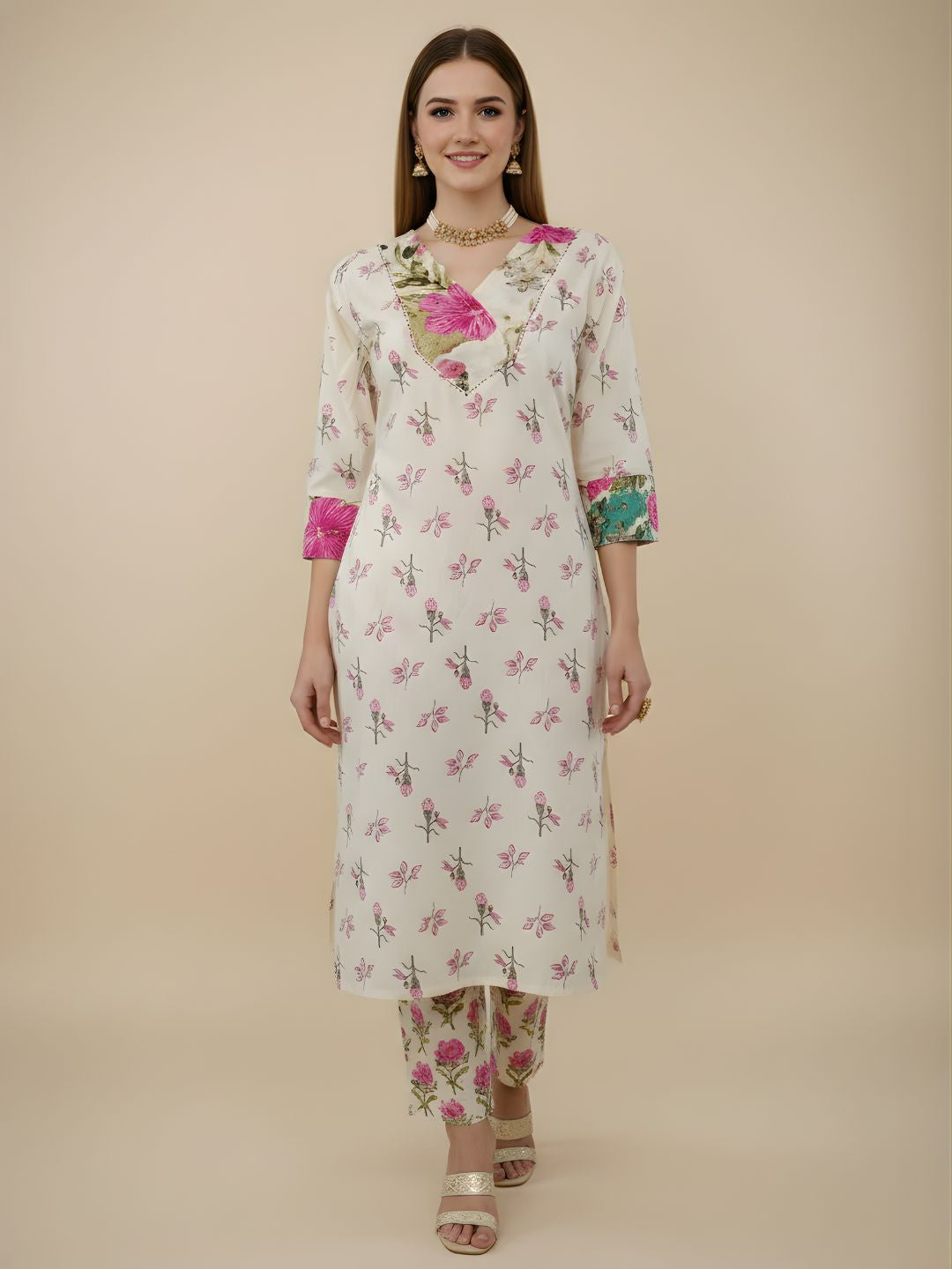 Pure Cotton Floral Printed Kurti Set for Women – Wholesale & Manufacturing Supply