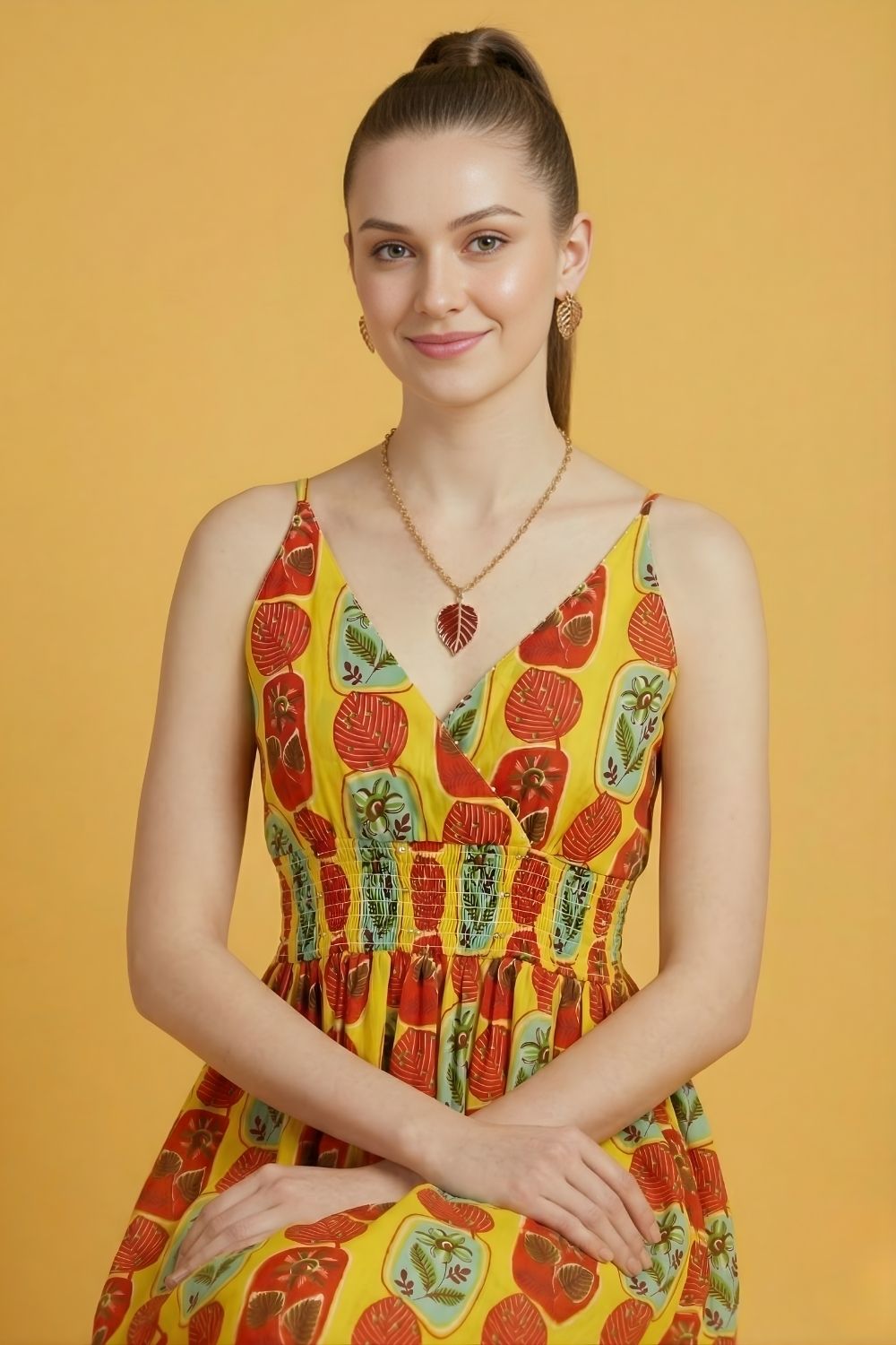 women wear manufacturer Jaipur eco friendly yellow cotton dress