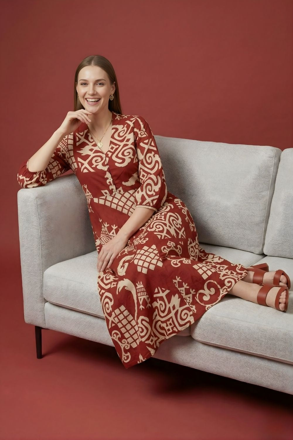 women wear wholesale manufacturer India casual cotton midi dress