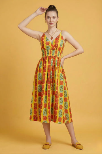 women wear wholesale manufacturer India yellow cotton dress