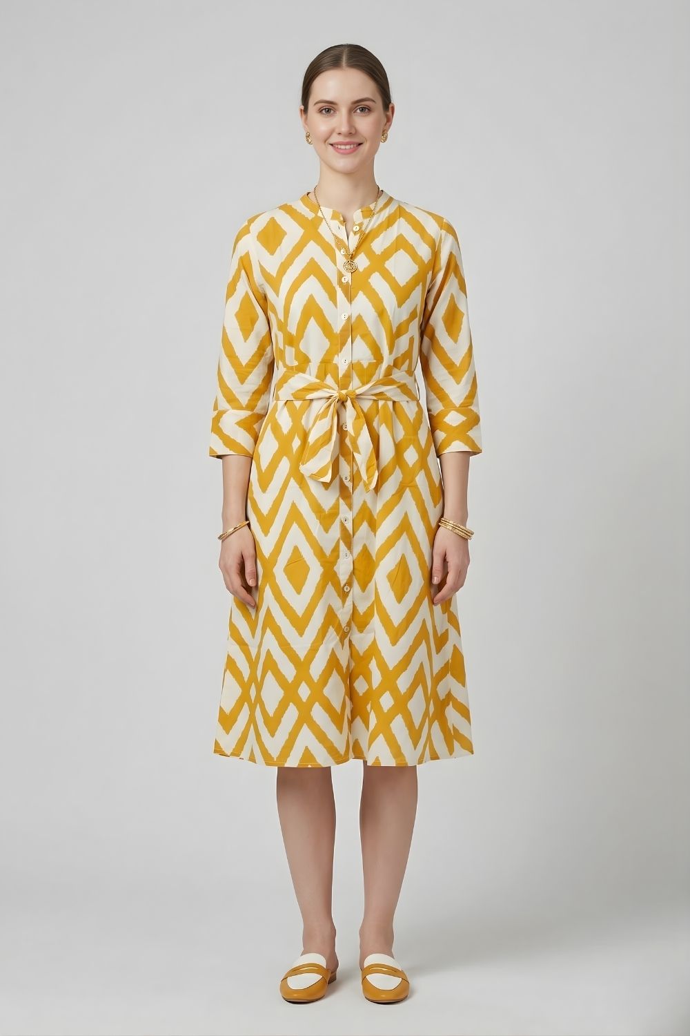 women wear wholesale manufacturer India yellow cotton shirt dress