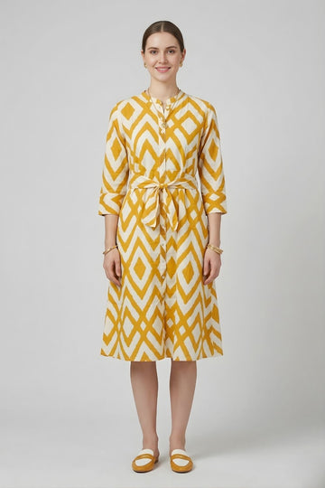 women wear wholesale manufacturer India yellow cotton shirt dress