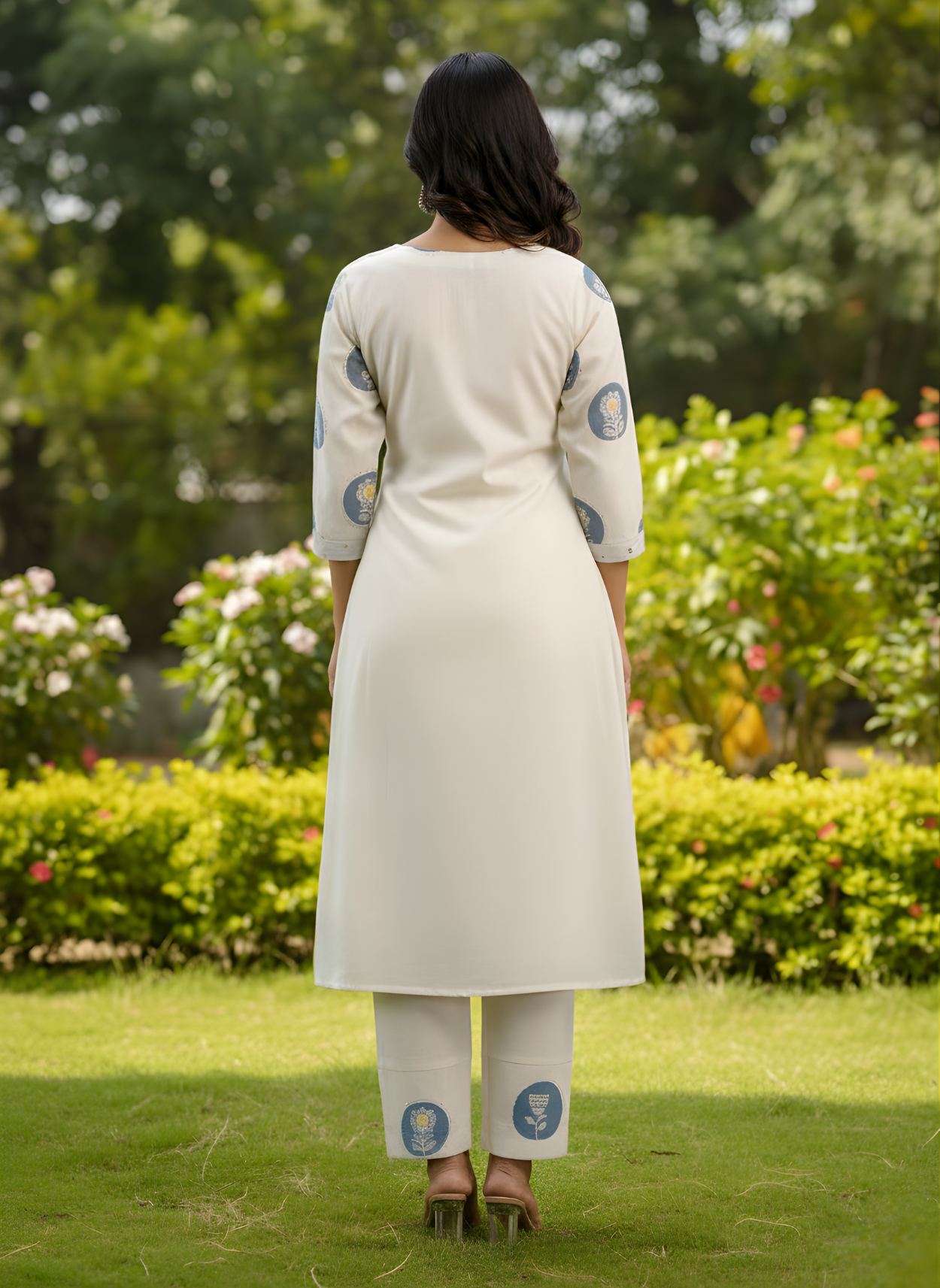 Pure Flex Cotton White & Blue Kurta Set – Wholesale Manufacturer Women Wear
