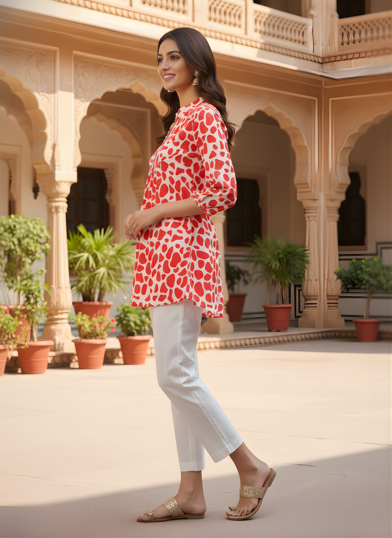 Abstract print Jaipuri top for bulk buyers