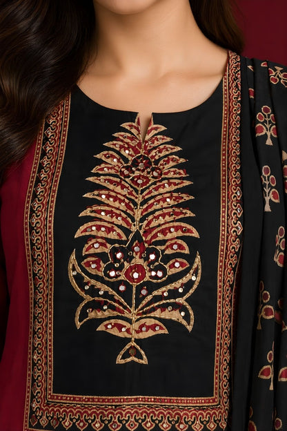 wholesale garment manufacturer Rajasthan maroon kurta pant dupatta set