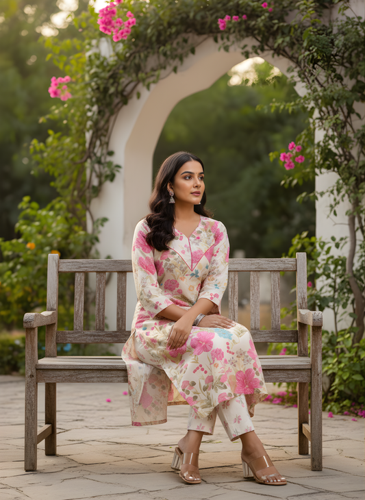 Neelufer Creation pure cotton floral kurta set