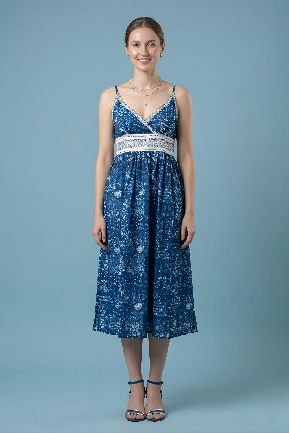 wholesale garment manufacturer Rajasthan blue printed cotton kurti