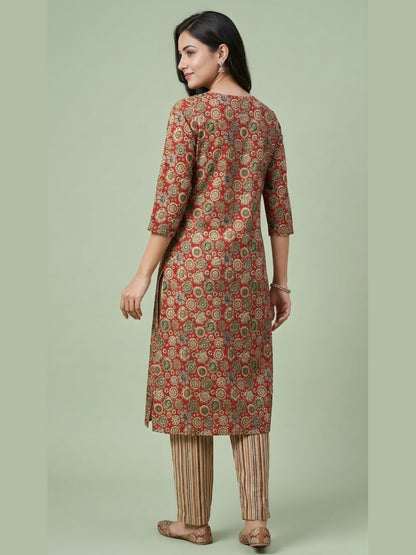 Rust Printed Pure Cotton Kurti Dupatta Set Wholesale Manufacturer India
