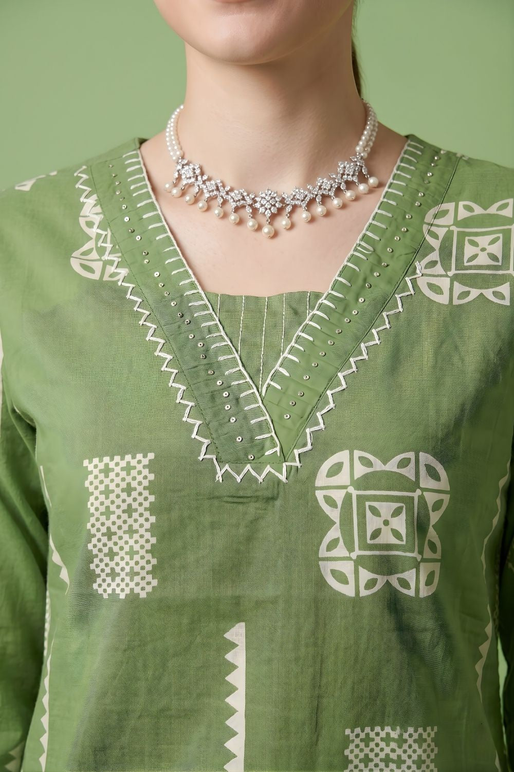 women wear manufacturer Jaipur eco friendly green cotton dupatta set