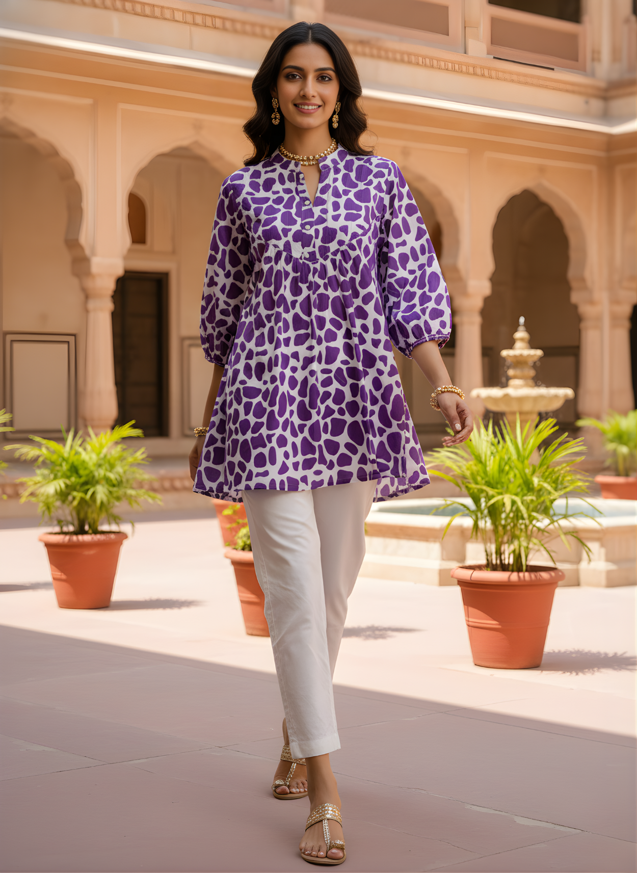 Abstract print Jaipuri top for bulk buyers