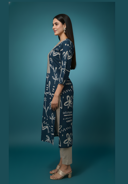 Neelufer Creation blue cotton kurta set wholesale