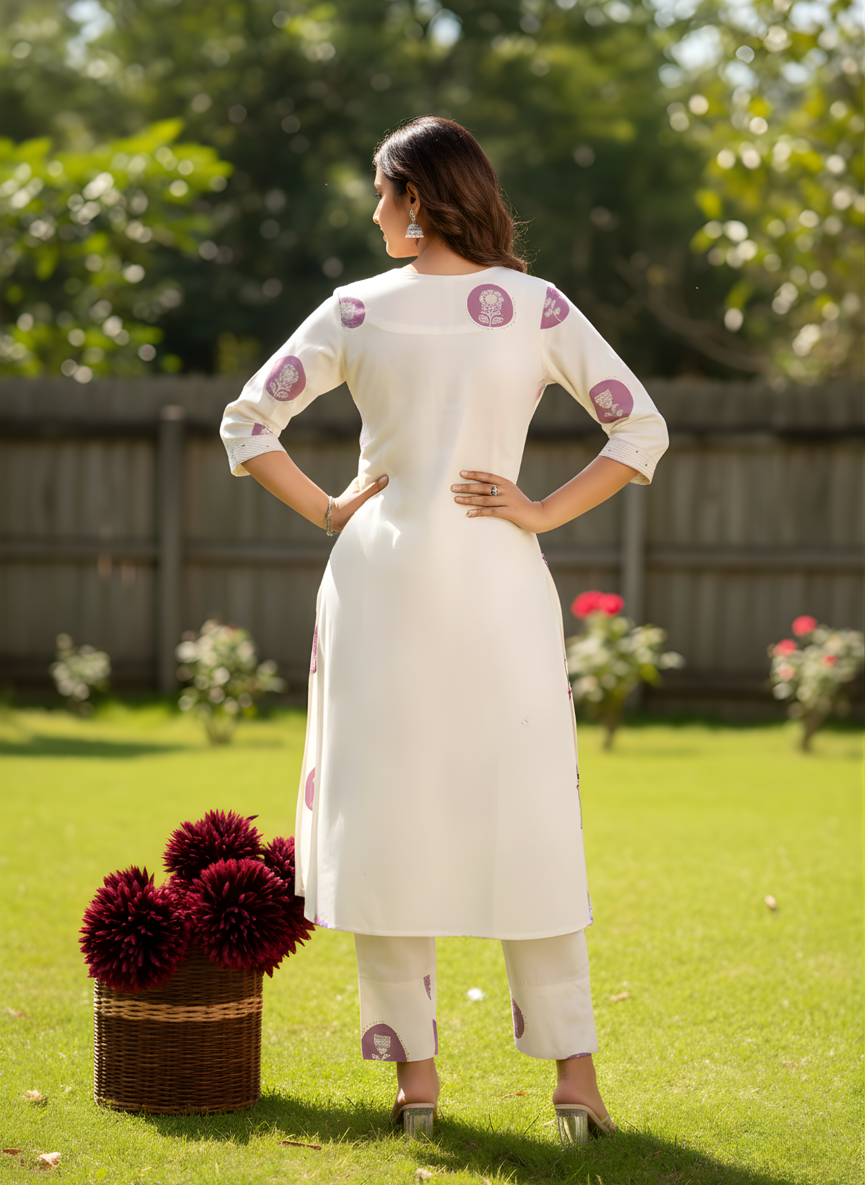 Neelufer Creation pure cotton white kurta set